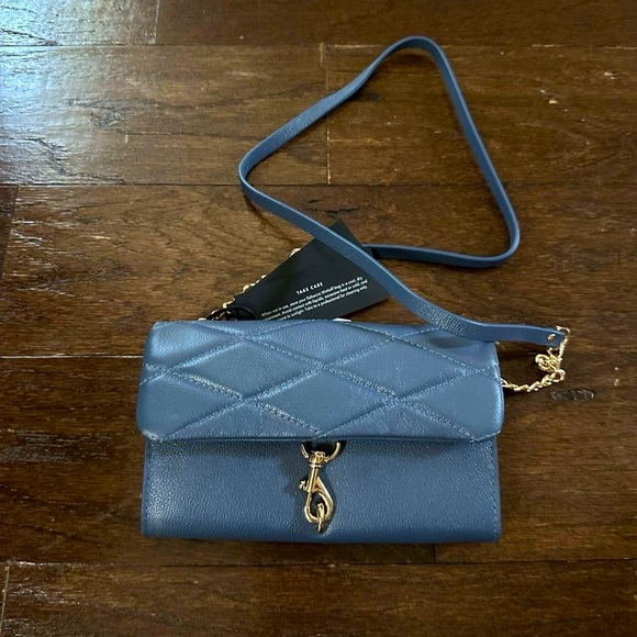 Rebecca Minkoff-Edie Wallet on a Chain crossbody-blue slate-Brand new with tags. - Picture 1 of 16
